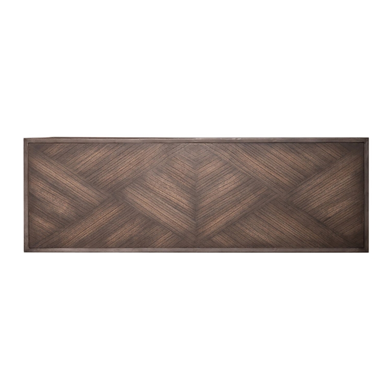 Pemberly Row Sofa Table with Diamond Veneer and Open Shelf in Brown