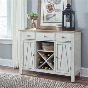 Pemberly Row Dining Server with Wine Storage and Felt Drawers in White