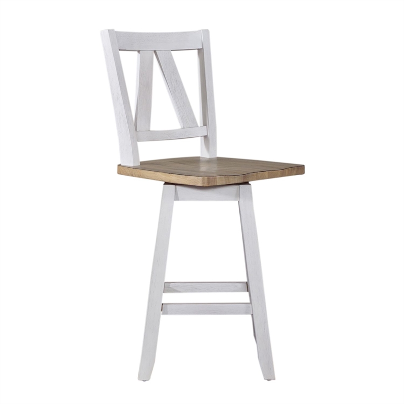 Pemberly Row 7 Piece Gathering Table Set with Swivel Chairs in White