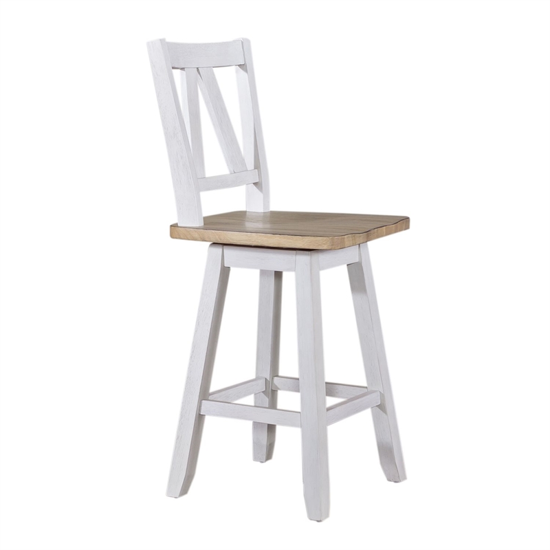 Pemberly Row 7 Piece Gathering Table Set with Swivel Chairs in White