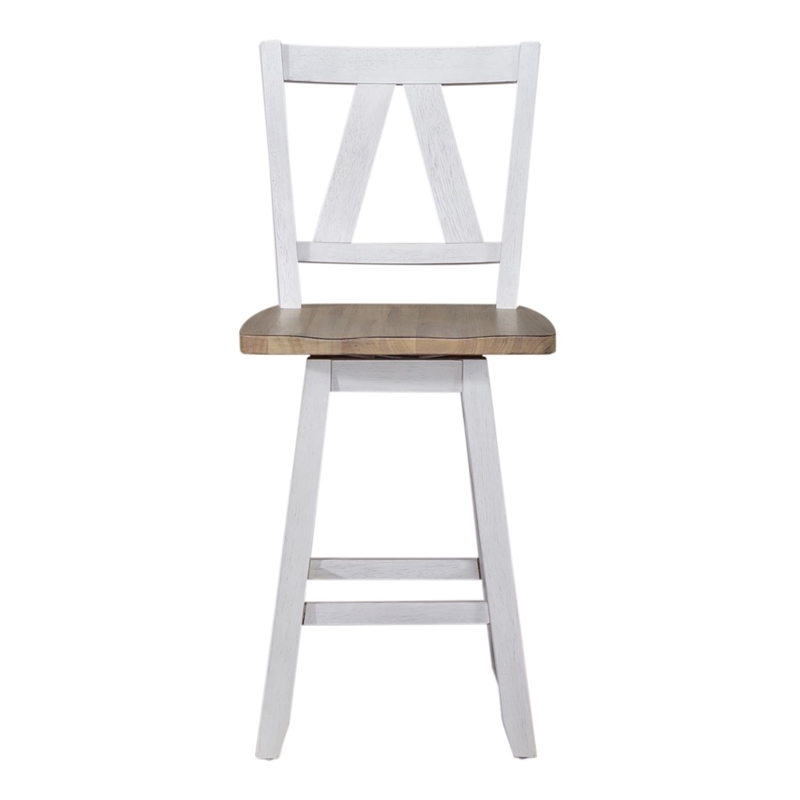 Pemberly Row 7 Piece Gathering Table Set with Swivel Chairs in White