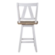 Pemberly Row 7 Piece Gathering Table Set with Swivel Chairs in White