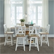 Pemberly Row 7 Piece Gathering Table Set with Swivel Chairs in White