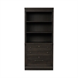 Pemberly Row 2 Piece Hutch and Cabinet Set with Locking Files in Black