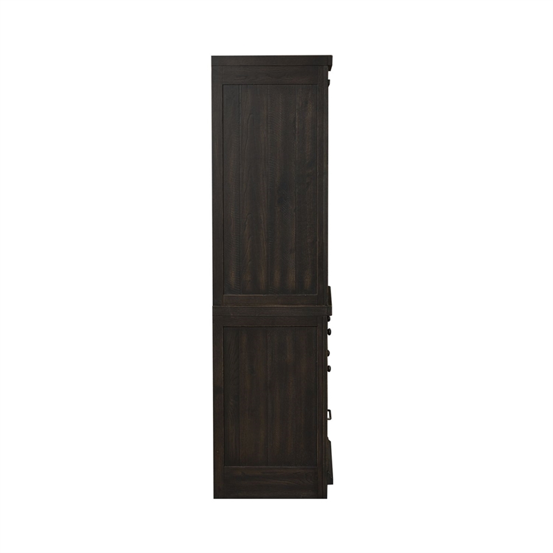 Pemberly Row 2 Piece Hutch and Cabinet Set with Locking Files in Black