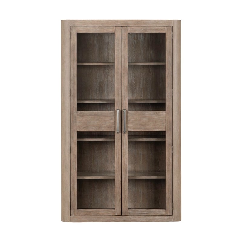 Pemberly Row 2 Piece Bunching Glass Cabinet Set with LED in Brown