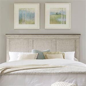 Pemberly Row King Panel Headboard with Wire Brush Distressing in White