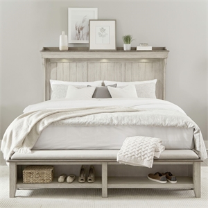 Pemberly Row California King Mantle Storage Bed with LED in White