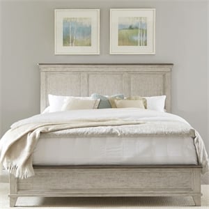 Pemberly Row California King Panel Bed with Crown Molding in White