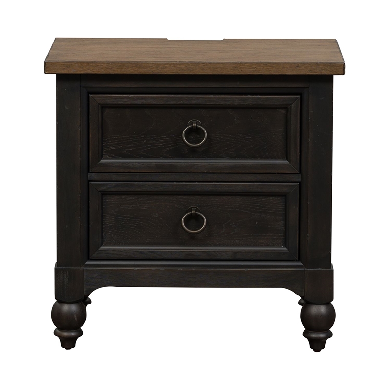Pemberly Row 2 Drawer Nightstand with USB Charging Station in Black