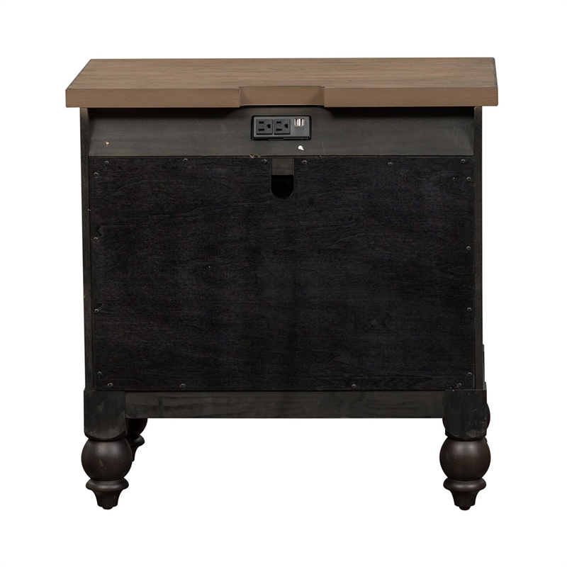Pemberly Row 2 Drawer Nightstand with USB Charging Station in Black