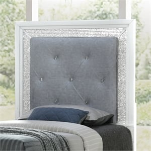 Pemberly Row Full Upholstered Panel Headboard with LED Lights in White