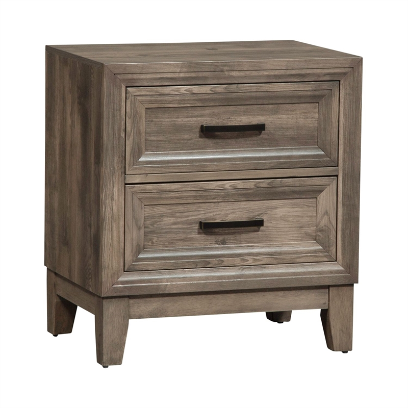 Pemberly Row 2 Drawer Nightstand with Canted Molding Detail in Brown