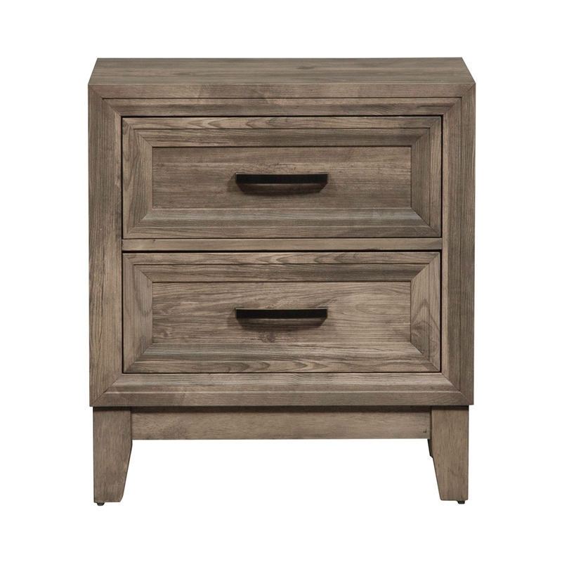 Pemberly Row 2 Drawer Nightstand with Canted Molding Detail in Brown