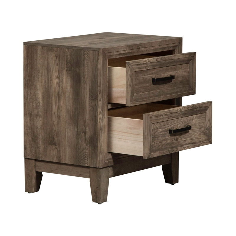 Pemberly Row 2 Drawer Nightstand with Canted Molding Detail in Brown
