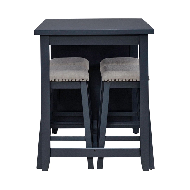 Pemberly Row 5 Piece Kitchen Dining Counter Table Set in Navy Blue