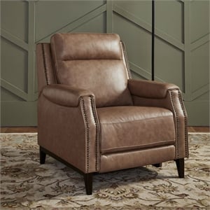 Pemberly Row Manual Pushback Recliner Chair in York Sand Leather