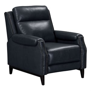 Pemberly Row Manual Pushback Recliner Chair in York Navy Leather