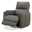 Pemberly Row Power Recliner Swivel Chair with Cushion Arms in Gray