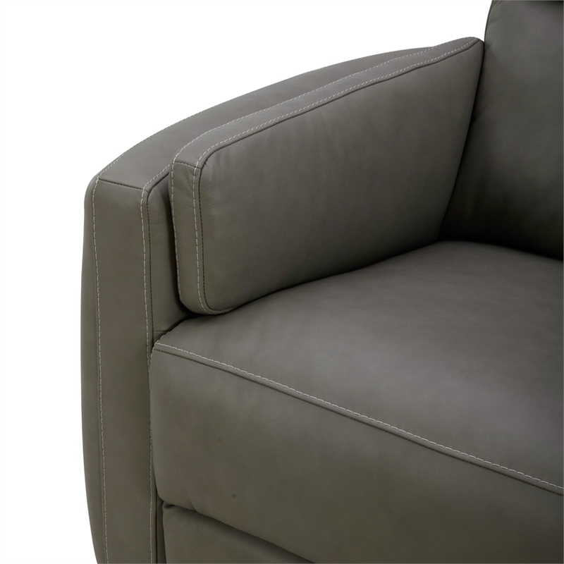 Pemberly Row Power Recliner Swivel Chair with Cushion Arms in Gray