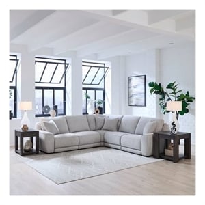 Pemberly Row 5 Piece Power Reclining Sectional Sofa in Smoke Gray Fabric