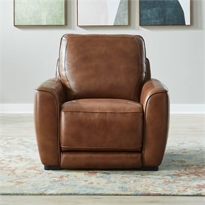 Pemberly Row Power Recliner Chair with Charging Station in Brown