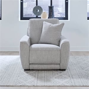 Pemberly Row Zero Wall Power Recliner with Throw Pillow in Smoke Gray