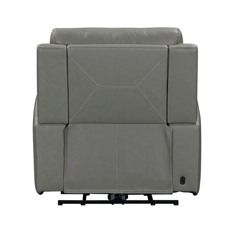 Pemberly Row Power Reclining Sofa and Swivel Glide Recliner Set in Gray