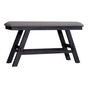 Pemberly Row Counter Height Bench with Trestle Base and Center Shelf in Gray