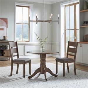 Pemberly Row 3 Piece Drop Leaf Table Set with Slat Back Chairs in Sandstone