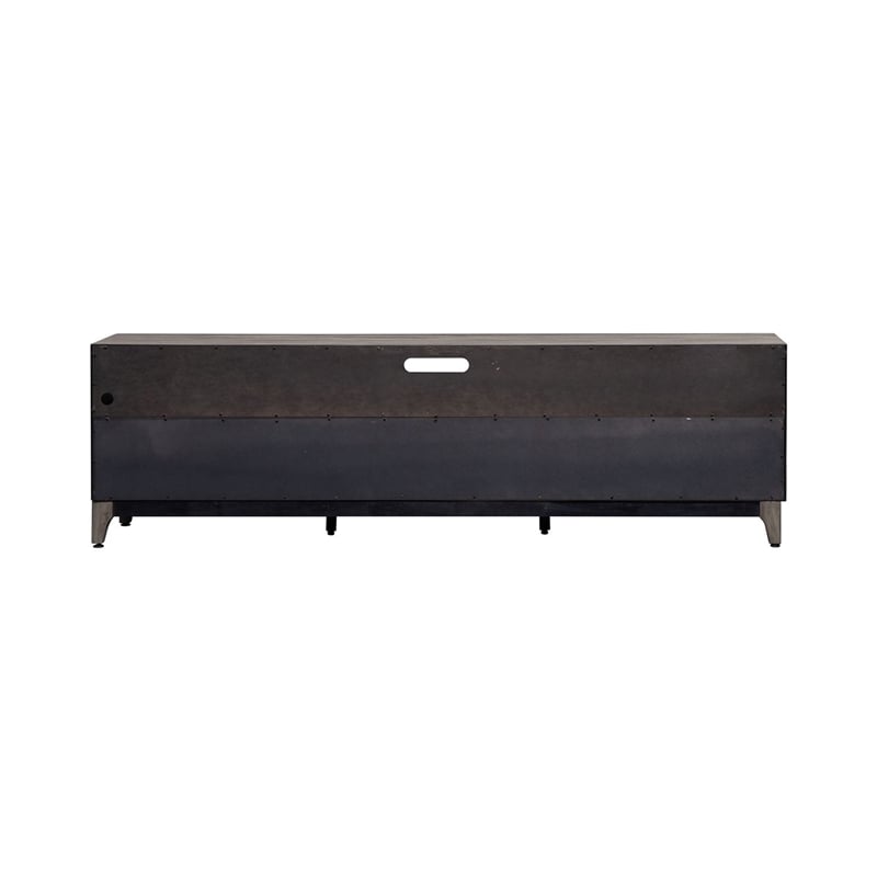 Pemberly Row 76 Inch TV Console with Picture Frame Molding in Contemporary Gray