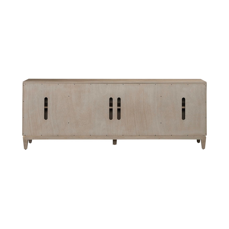 Pemberly Row 82 Inch TV Console with Reeded Doors in Burnished Beige Finish