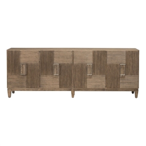 Pemberly Row 82 Inch TV Console with Reeded Doors in Burnished Beige Finish