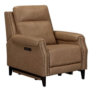 Pemberly Row Triple Power Swivel Glide Recliner with Charging in Neutral Fabric