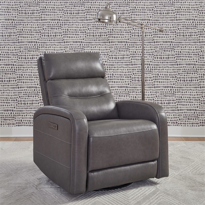 Pemberly Row Power Recliner Chair with Charging Port in Gray