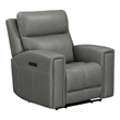 Pemberly Row Triple Power Recliner with Hidden Cupholders in Gray Leather