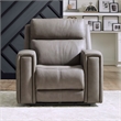 Pemberly Row Triple Power Recliner with Hidden Cupholders in Gray Leather