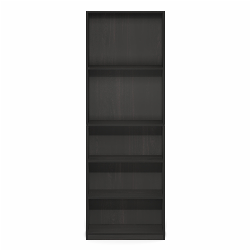 Pemberly Row 5 Tier Tall Open Shelf Bookcase with Closed Back in Espresso