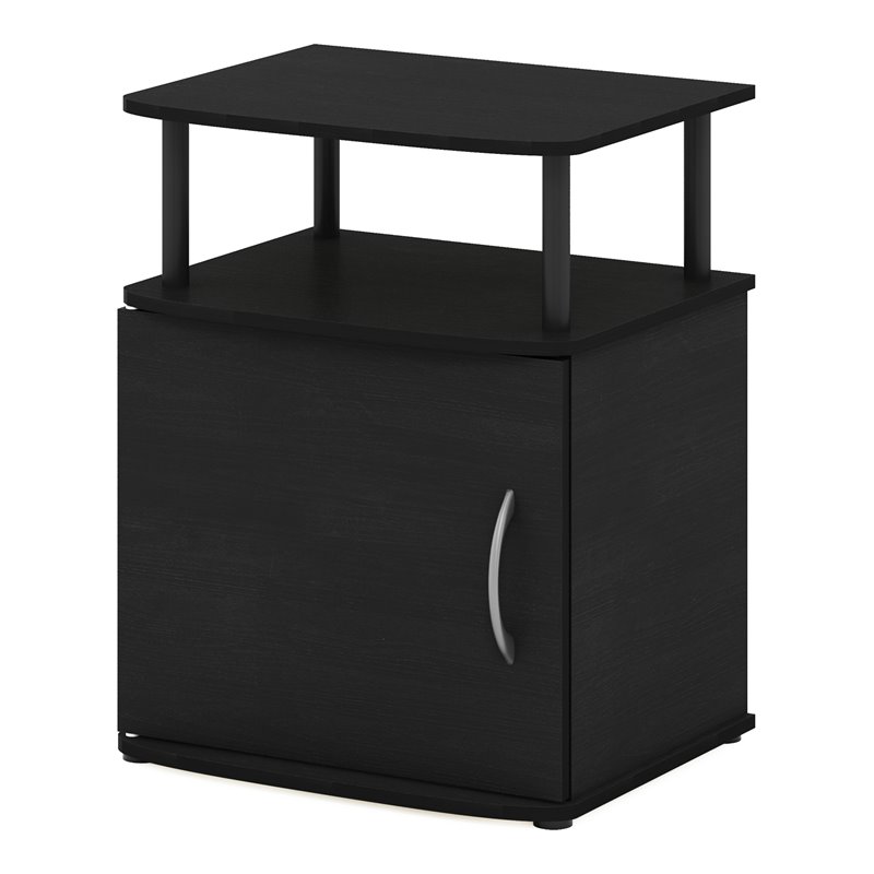 Pemberly Row Utility Design End Table with Door Cabinet and Shelf in Black
