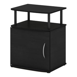 Pemberly Row Utility Design End Table with Door Cabinet and Shelf in Black
