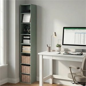 Pemberly Row 8 Tier Stackable Adjustable Bookcase with Anti-Tip in Sage Green