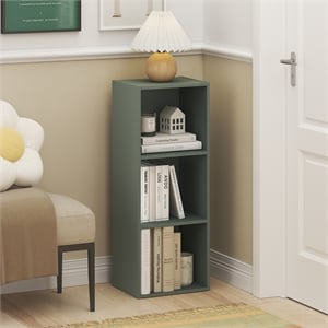 Pemberly Row 3 Cube Bookshelf with Closed Back in Sage Green Finish