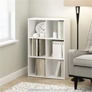 Pemberly Row 6 Cube 3x2 Storage Cabinet with Metal Frame in Plain White