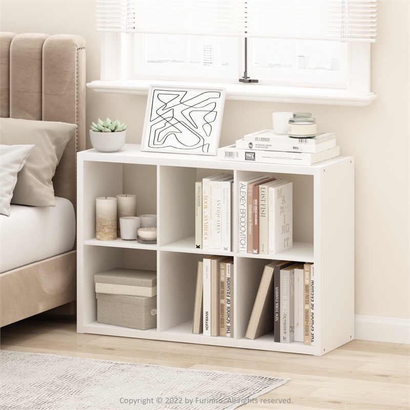 Pemberly Row 6 Cube Open Back Storage Organizer for Display in White Finish