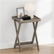 Pemberly Row Square X-Legs Nightstand Removable Tray Top End Table in French Oak