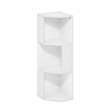 Pemberly Row 3-Tier Corner Bookshelf with Open Shelves in Plain White