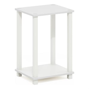 Pemberly Row Compact End Table Set of 2 with Lower Shelf in White