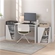 Pemberly Row Stackable 2-in-1 Bookshelf 4-Tier Corner Bookcase in White