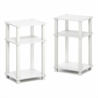 Pemberly Row Set of 2 3-Tier Open Shelf Modern End Table in White