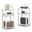 Pemberly Row Set of 2 3-Tier Open Shelf Modern End Table in White
